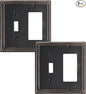 2-Pack Combo Toggle/Decorator Light Switch Cover Plate, Pearls Decorative Electrical Outlet Covers, Metal Wall Switch Plates and Outlet Covers, Aged Bronze