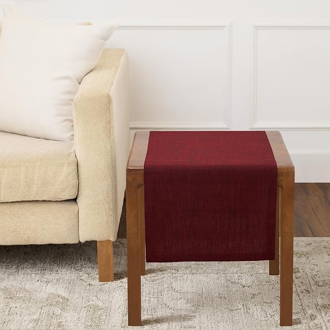 Solino Home 100% Linen Dining Table Runner Red Woven, Athena 14 x 36 in | Table by SolinoHome