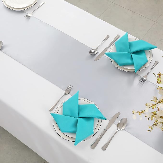 Horbaunal 24 Pack Silver Satin Table Runner 12 x 108 Inch | Smooth Table Runners - Image 4