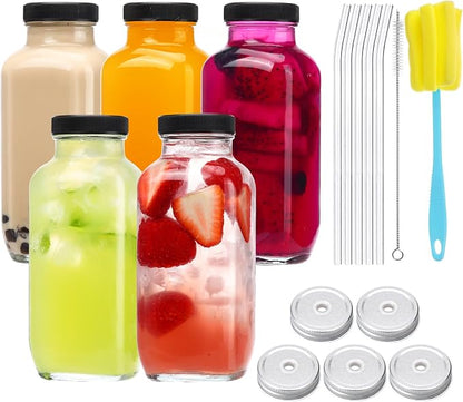 CUCUMI 5pcs 16oz Glass Juice Bottles by CUCUMI