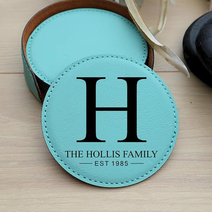 Custom Round Engraved Coasters, Personalized Leather Coaster, Laser Engraved - Image 5