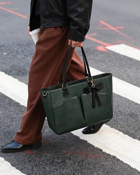 Laptop Tote Bag for Women, Leather Work Tote Bags - Image 2