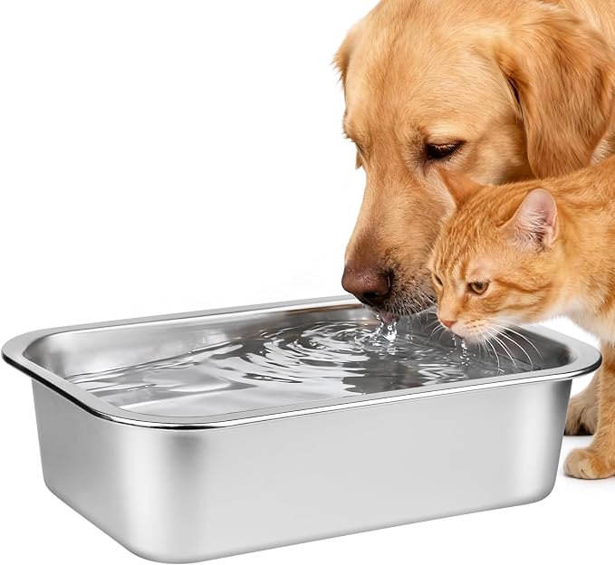 Ohtomber 0.85 Gallons Stainless Steel Dog Bowl, Pet Water & Food Bowl | No by Ohtomber