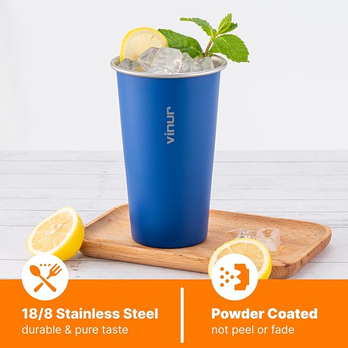 20 oz Stainless Steel Cups-Colorful Stackable Metal Drinking Glasses 4 Pcs | - Image 3
