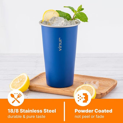 20 oz Stainless Steel Cups-Colorful Stackable Metal Drinking Glasses 4 Pcs | - Image 3