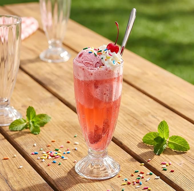 Cedilis Set of 6 Milkshake Glass, 12oz Old Fashion Sundae Cups, Retro Ice Cream - Image 5