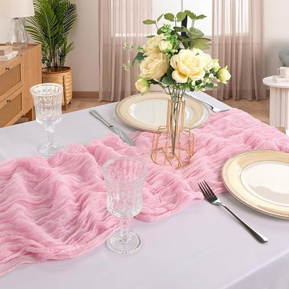 12 Pack 10Ft Pink Cheesecloth Table Runner 23 x 120 Inch | Gauze Rustic Boho - Image 6