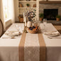 Burlap Table Runner with Lace, Rustic Farmhouse Table Runners by EphyrosaHome