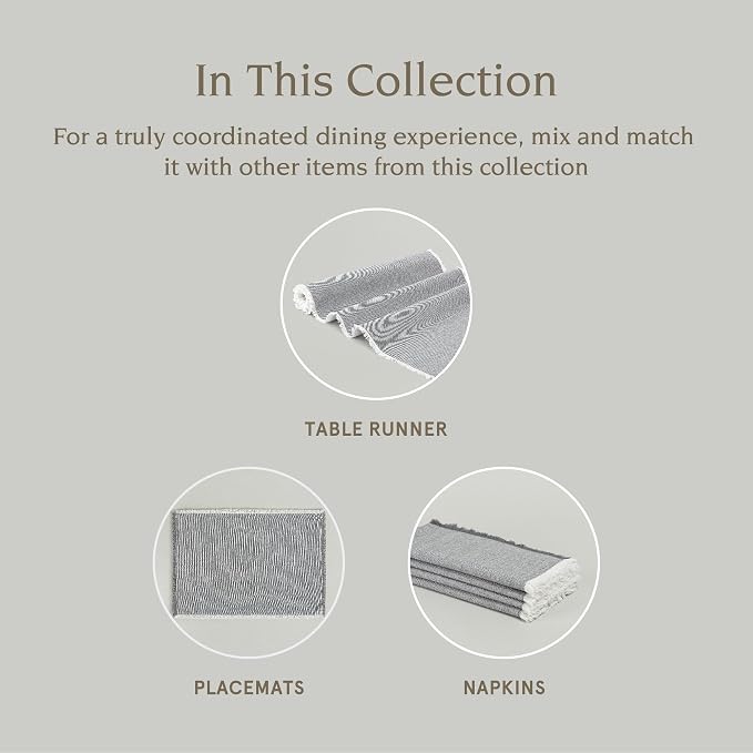 Over&Back 18x90 Woven Frayed Chambray Cotton Table Runner - Image 4