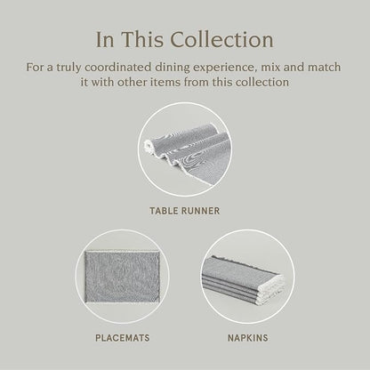 Over&Back 18x108 Woven Frayed Chambray Cotton Table Runner - Image 4