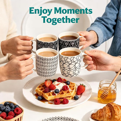 Okllen 6 Pack 11.5 Oz Coffee Mugs Geometric Textured, Ceramic Coffee Mugs - Image 9
