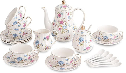 Flowers Ceramic Tea Set，Tea Sets by Unknown