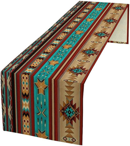 Aztec Table Runner, Ethnic Style Design Geometric Table Runners Dresser Scarves by SXXLDNG