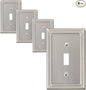 4-Pack Single Toggle Light Switch Cover Plate, Pearls Decorative Switch Plate Covers, Brushed Nickel 1 Gang Metal Wall Plate