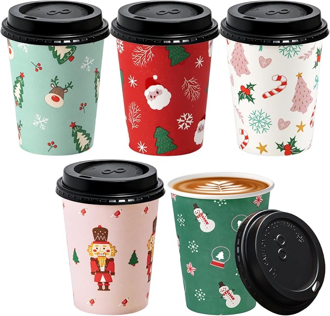 Fit Meal Prep 50 Pack 12 oz Christmas Disposable Coffee Cups by FMPBRANDS