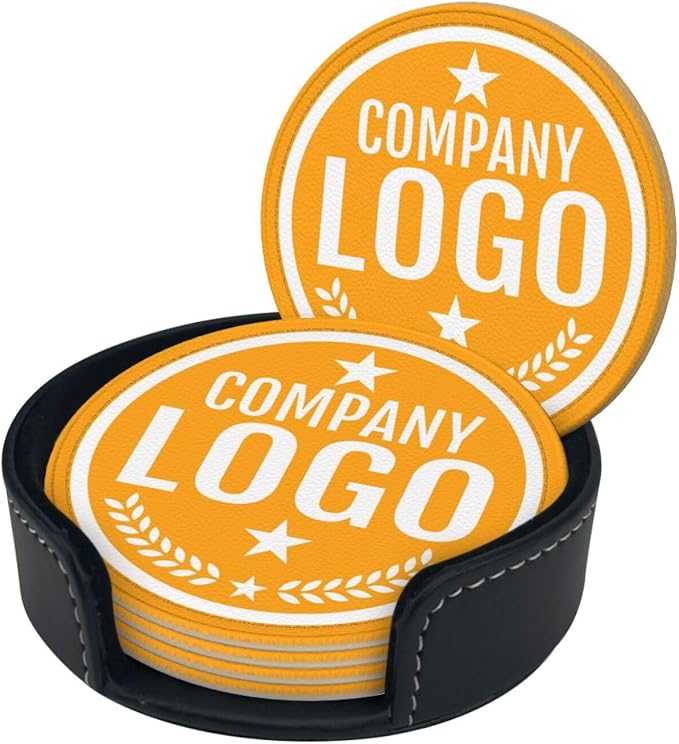 Custom Leather Coasters with Logo - Image 2