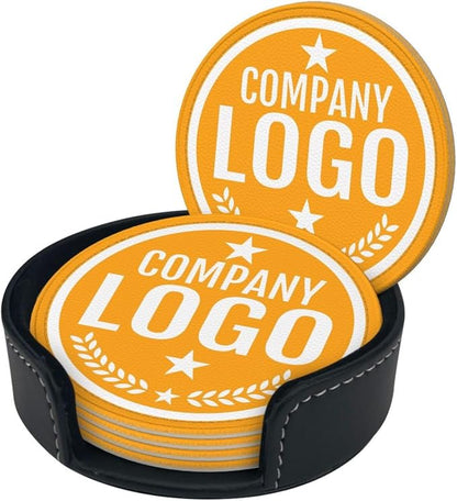 Custom Leather Coasters with Logo - Image 2