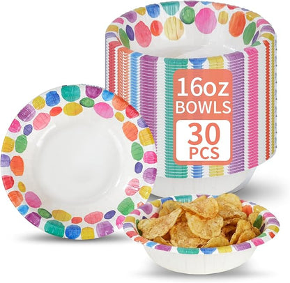 16oz Paper Bowls 30 Count, Disposable Bowls Soak Proof and Microwaveable by Unknown