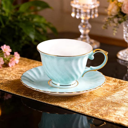 KAMMAK Tea Cups and Saucers Set of 2, Fine Bone China Coffee Cups, GH023 | - Image 4