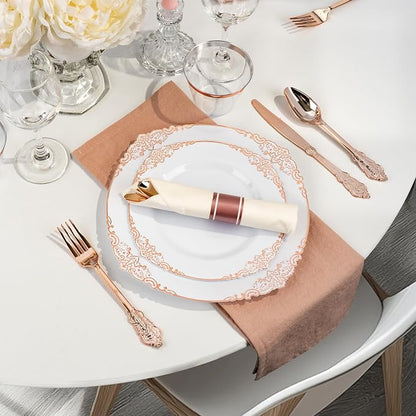 Bestluck 175PCS Rose Gold Disposable Dinnerware - Image 5