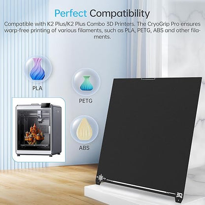 BIQU CryoGrip Pro Frostbite for K2 Plus 370x370mm Cold Build Plate Room Temperature Print Double Sided Upgrade Plate Removable Surface Platform