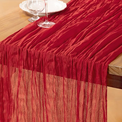 DeZerlor Red Cheesecloth Table Runner 1 Pack Christmas Runner | 120Inches Gauze by DeZerlor
