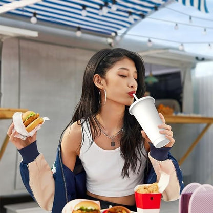 24 oz Plastic Cups With Lids and Straws, Sturdy & Food-Safe Iced Coffee Cups - Image 4