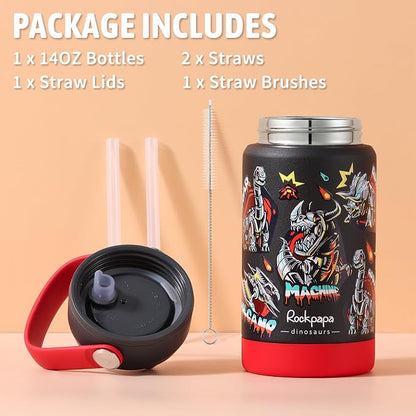rockpapa 14 oz Kids Insulated Water Bottle，Stainless Steel Toddler Cups - Image 6