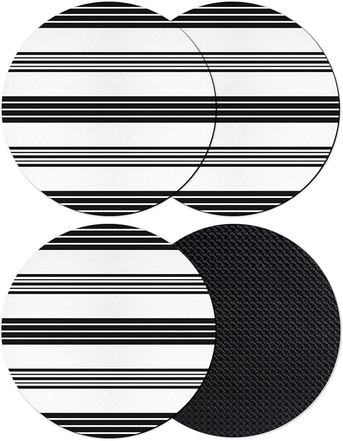 Retro Black Stripes Coasters Set of 4, Absorbent Coasters by Unknown