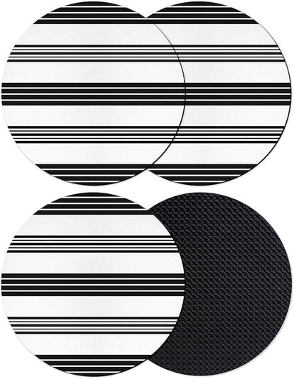 Retro Black Stripes Coasters Set of 4, Absorbent Coasters by Unknown