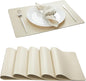 DOLOPL Placemats Set of 6, Wipeable Faux Leather Heat Resistant Mats for for Kitchen Dining Room Table Decorations, Modern Anti Slip Dining Table Place Mats for Indoor & Outdoor Use(Beige)