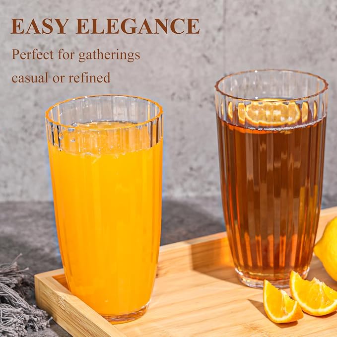 Acrylic Clear Highball Plastic Cups | Plastic Reusable Tumblers 20oz | - Image 2