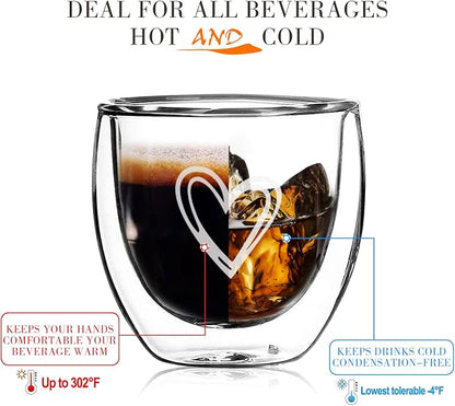 Gute 4Pcs Double Wall Glass Espresso Cups, Heat Resistant, Dishwasher Safe - Image 2
