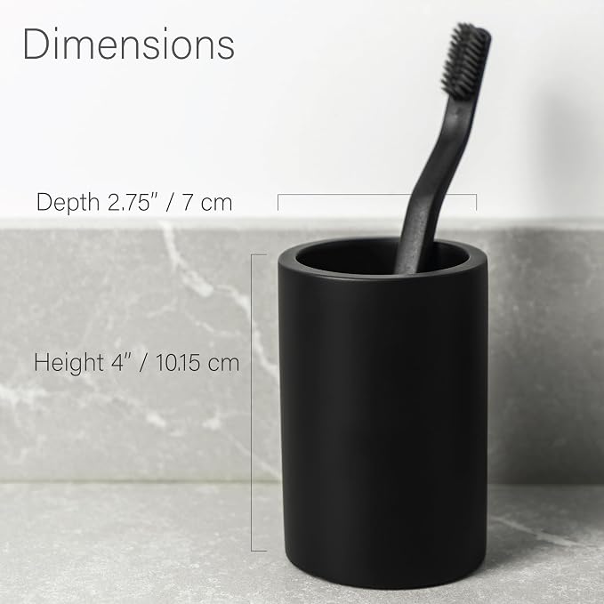 Matte Black Resin Bathroom Tumbler Cup - Image 2