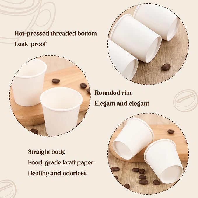 400 Pack 2oz Mini Coffee Cups Disposable Paper Cups Hot or Cold Beverage Cup - Image 3