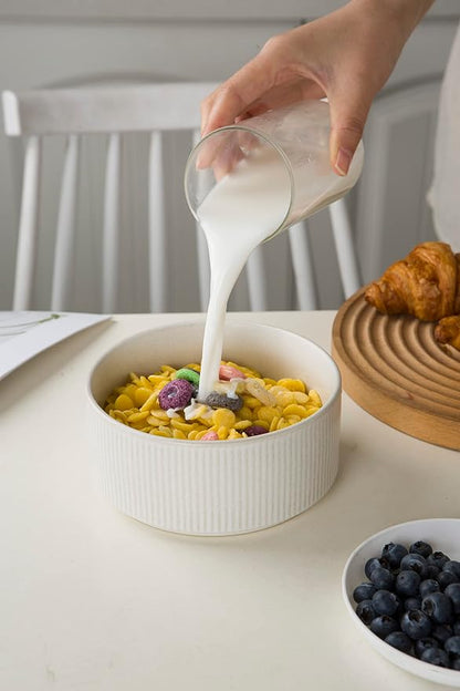 famiware Star Cereal Bowl Set, 23 oz Soup Bowls Set of 6, Matte White | Double - Image 5