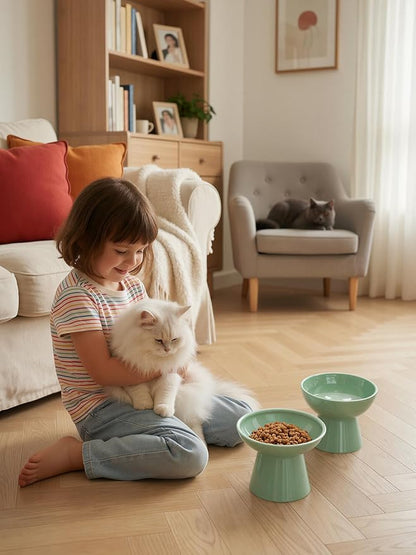 LoeJan Elevated Cat Food and Water Bowls Set, Extra Wide and Raised Ceramic - Image 7
