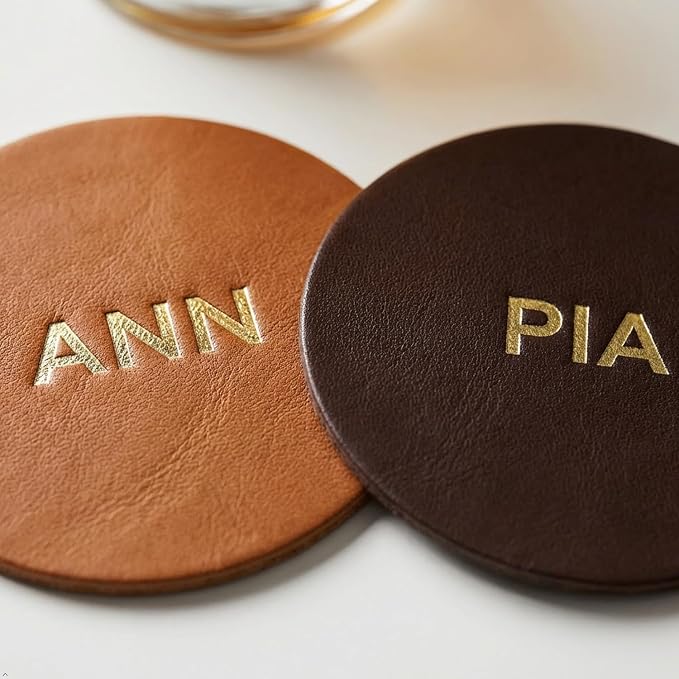 Northwind Personalized Full Grain Leather Coasters Set of 4 | Made in USA - Image 3