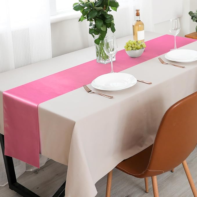 Aneco 4 Pack Satin Table Runner 12 x 108 Inch Gradient Hot Pink Colors Long - Image 7