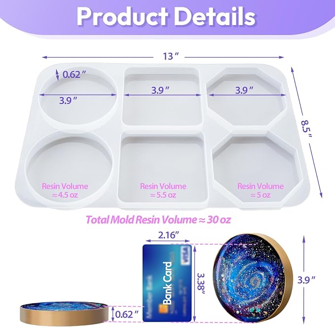 HeyClear Coaster Resin Molds Silicone - Image 5