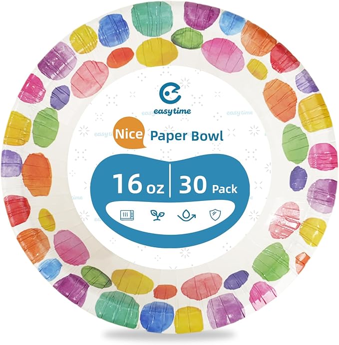 30 Pack Paper Bowls, 16 Oz Disposable Soup Bowl, Heavy Duty Printed Disposable - Image 7