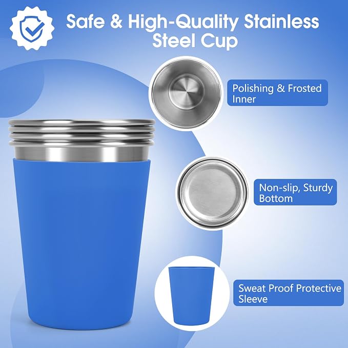 Stainless Steel Cups for Kids and Toddlers Stackable, 12oz Stainless Steel Kids - Image 3