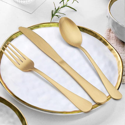 LIANYU 30 Piece Gold Silverware Set, Stainless Steel Gold Cutlery Set - Image 3