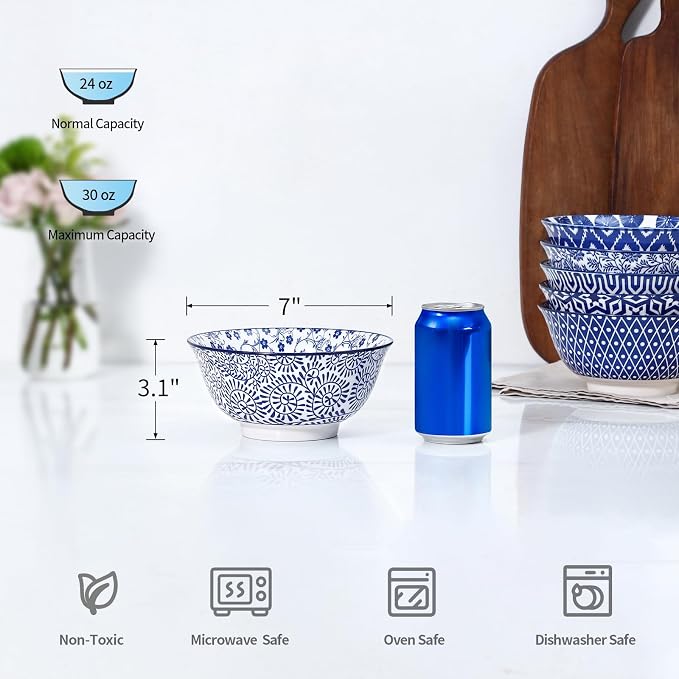 Selamica 7 inches Porcelain Cereal Bowl Set - Image 3