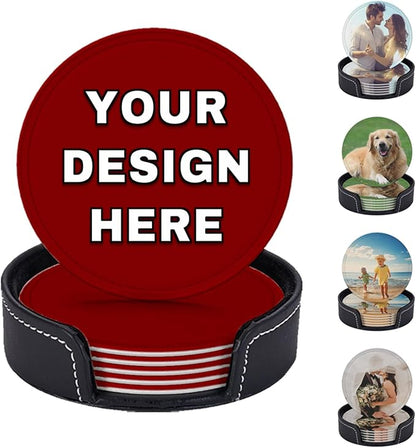 Customized Coasters for Drinks Leather Drink Coaster by YHPHRTA