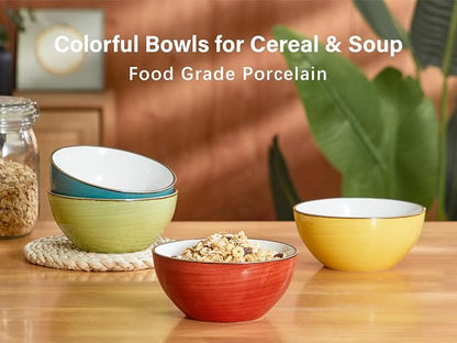 ONEMORE 16 oz Cereal Bowls Set of 4 Soup Bowls Ceramic - Image 2