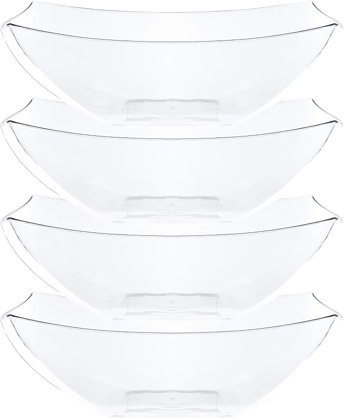 PLASTICPRO Disposable 128 ounce Square Serving Bowls, Party Snack or Salad Bowl by PLASTICPRO