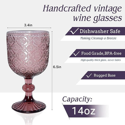 Purple pink Wine Glasses set of 6, 14 oz Purple pink Goblets Glassware - Image 2