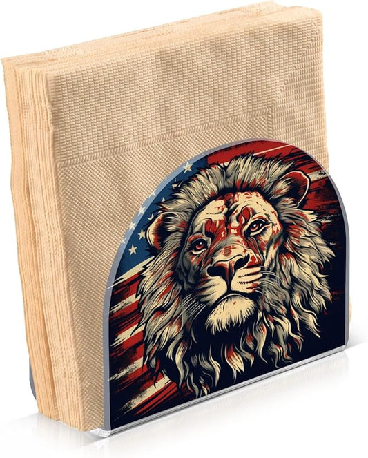 Napkin Holder Lion National Flag Crystal Clear Acrylic Napkin Holders Paper Napkin Holder Dining Table Dispenser for Kitchen Restaurant Home Decor Bar Accessories