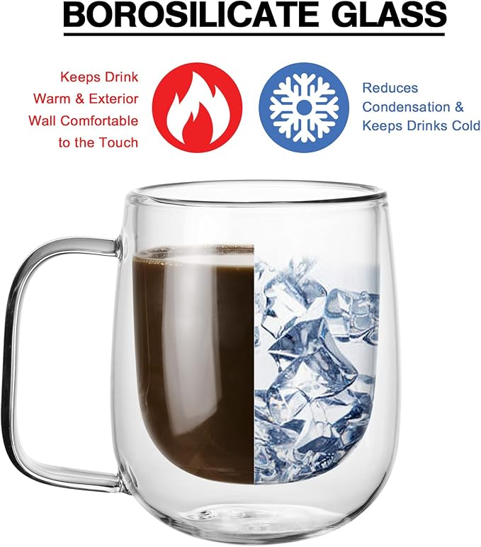 Little World Glass Coffee Mug, 8.5 oz Double Walled Insulated Cup Heat-resistant - Image 4